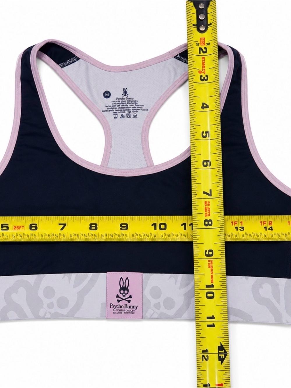 Psycho Bunny Sports Bra M Black Pink Gray Racerback Medium Support Stretch RARE - Picture 5 of 6